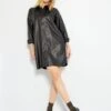 Vestido Camisero De Piel Sintética - Negro -Zalaris Tienda vestido camisero de piel sintetica negro zg170 1 frb1