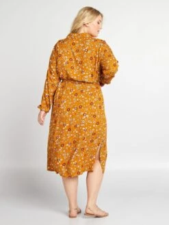 Vestido Camisero Midi Con Estampado All Over - MARRON -Zalaris Tienda vestido camisero midi con estampado all over marron ahv54 2 frb3