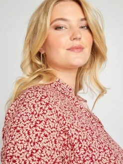 Vestido Camisero Midi Con Estampado All Over - ROJO -Zalaris Tienda vestido camisero midi con estampado all over rojo ahv54 4 frb4