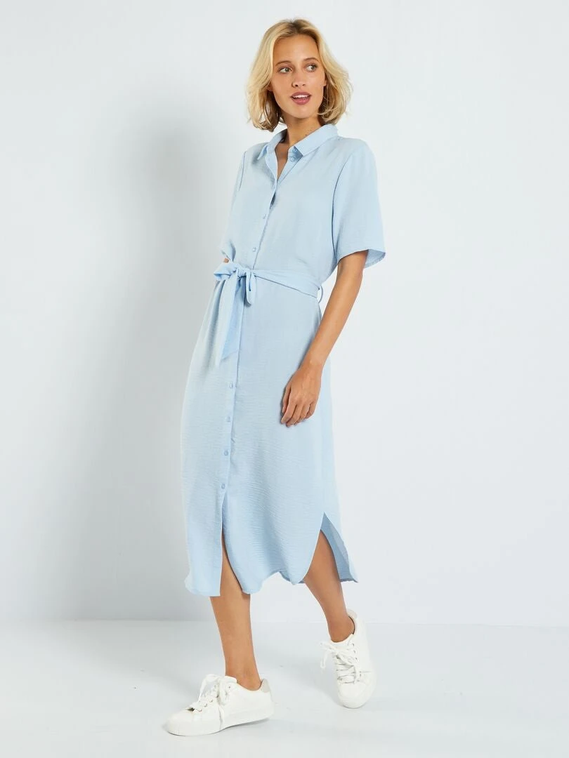 Vestido Camisero Vaporoso 'JDY' - Azul 5 Vestido Camisero Vaporoso 'JDY' - Azul - Imagen 3