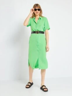 Vestido Camisero Vaporoso 'JDY' - VERDE