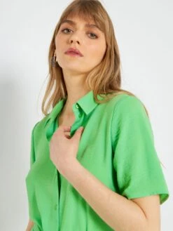 Vestido Camisero Vaporoso 'JDY' - VERDE -Zalaris Tienda vestido camisero vaporoso jdy verde aih45 4 frb4