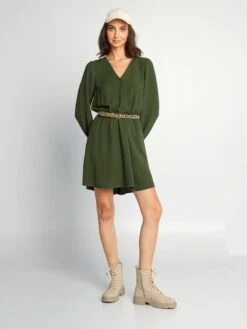 Vestido Con Escote Cruzado - KOMU VERDE -Zalaris Tienda vestido con escote cruzado komu verde asa95 3 frb3