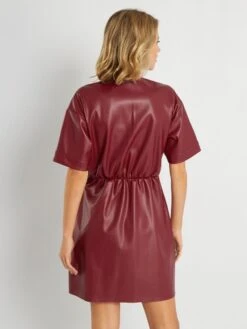 Vestido Corto Con Cinturón Anudable - Rojo Burdeos -Zalaris Tienda vestido corto con cinturon anudable rojo burdeos zi680 2 frb3