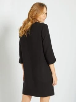 Vestido Corto Con Cuello De Pico - Negro -Zalaris Tienda vestido corto con cuello de pico negro zg179 1 frb3