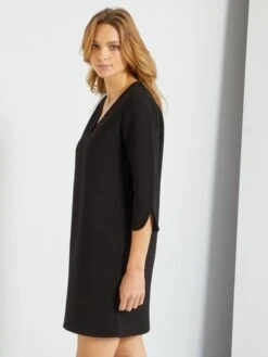 Vestido Corto Con Cuello De Pico - Negro -Zalaris Tienda vestido corto con cuello de pico negro zg179 1 frb5