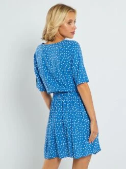 Vestido Corto Con Estampado De Fantasía - AZUL -Zalaris Tienda vestido corto con estampado de fantasia azul zk715 7 frb3