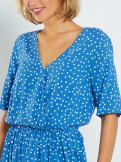 Vestido Corto Con Estampado De Fantasía - AZUL -Zalaris Tienda vestido corto con estampado de fantasia azul zk715 7 frb4