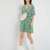 Vestido Corto Con Estampado De Fantasía - VERDE -Zalaris Tienda vestido corto con estampado de fantasia verde zk715 6 frb1