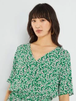 Vestido Corto Con Estampado De Fantasía - VERDE -Zalaris Tienda vestido corto con estampado de fantasia verde zk715 6 frb5