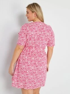 Vestido Corto Con Lunares Pequeños - ROSA -Zalaris Tienda vestido corto con lunares pequenos rosa zm768 4 frb3