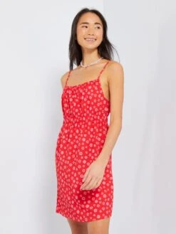 Vestido Corto Con Motivos - ROJO -Zalaris Tienda vestido corto con motivos rojo zr774 5 frb2