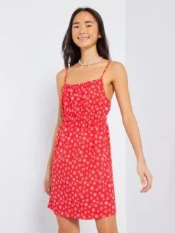 Vestido Corto Con Motivos - ROJO -Zalaris Tienda vestido corto con motivos rojo zr774 5 frb4