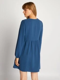 Vestido Corto Con Volante Texturizado - Azul -Zalaris Tienda vestido corto con volante texturizado azul aiu35 1 frb3