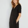 Vestido Corto De Antelina - Negro