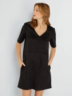 Vestido Corto De Antelina - Negro -Zalaris Tienda vestido corto de antelina negro zi686 2 frb5