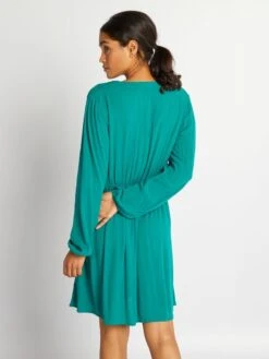 Vestido Corto De Crespón - VERDE -Zalaris Tienda vestido corto de crespon verde aiw86 4 frb3