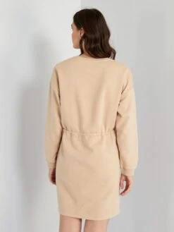 Vestido Corto De Felpa Liso - BEIGE -Zalaris Tienda vestido corto de felpa liso beige zi702 1 frb3