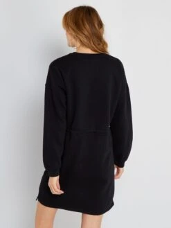 Vestido Corto De Felpa Liso - Negro -Zalaris Tienda vestido corto de felpa liso negro zi702 2 frb3