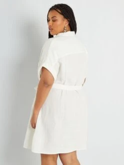 Vestido Corto De Gasa De Algodón - BLANCO -Zalaris Tienda vestido corto de gasa de algodon blanco abz66 1 frb3