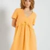Vestido Corto De Gasa De Algodón - Naranja Albaricoque -Zalaris Tienda vestido corto de gasa de algodon naranja albaricoque zn774 7 frb1