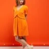Vestido Corto De Gasa De Algodón - Naranja -Zalaris Tienda vestido corto de gasa de algodon naranja zn774 2 frb1