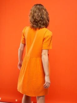 Vestido Corto De Gasa De Algodón - Naranja -Zalaris Tienda vestido corto de gasa de algodon naranja zn774 2 frb4