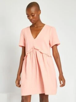 Vestido Corto De Gasa De Algodón - ROSA