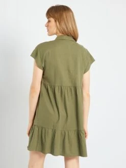 Vestido Corto De Lino 'JDY' - KAKI -Zalaris Tienda vestido corto de lino jdy kaki abv98 3 frb4