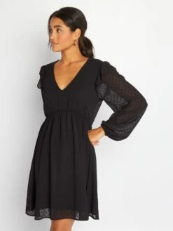 Vestido Corto De Plumeti - Negro -Zalaris Tienda vestido corto de plumeti negro aoa57 1 frb4