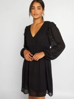 Vestido Corto De Plumeti - Negro -Zalaris Tienda vestido corto de plumeti negro aoa57 1 frb5