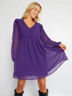 Vestido Corto De Plumeti - PURPURA -Zalaris Tienda vestido corto de plumeti purpura aoa57 4 frb3