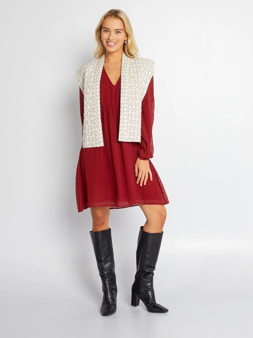 Vestido Corto De Plumeti - ROJO 4 Vestido Corto De Plumeti - ROJO - Imagen 2