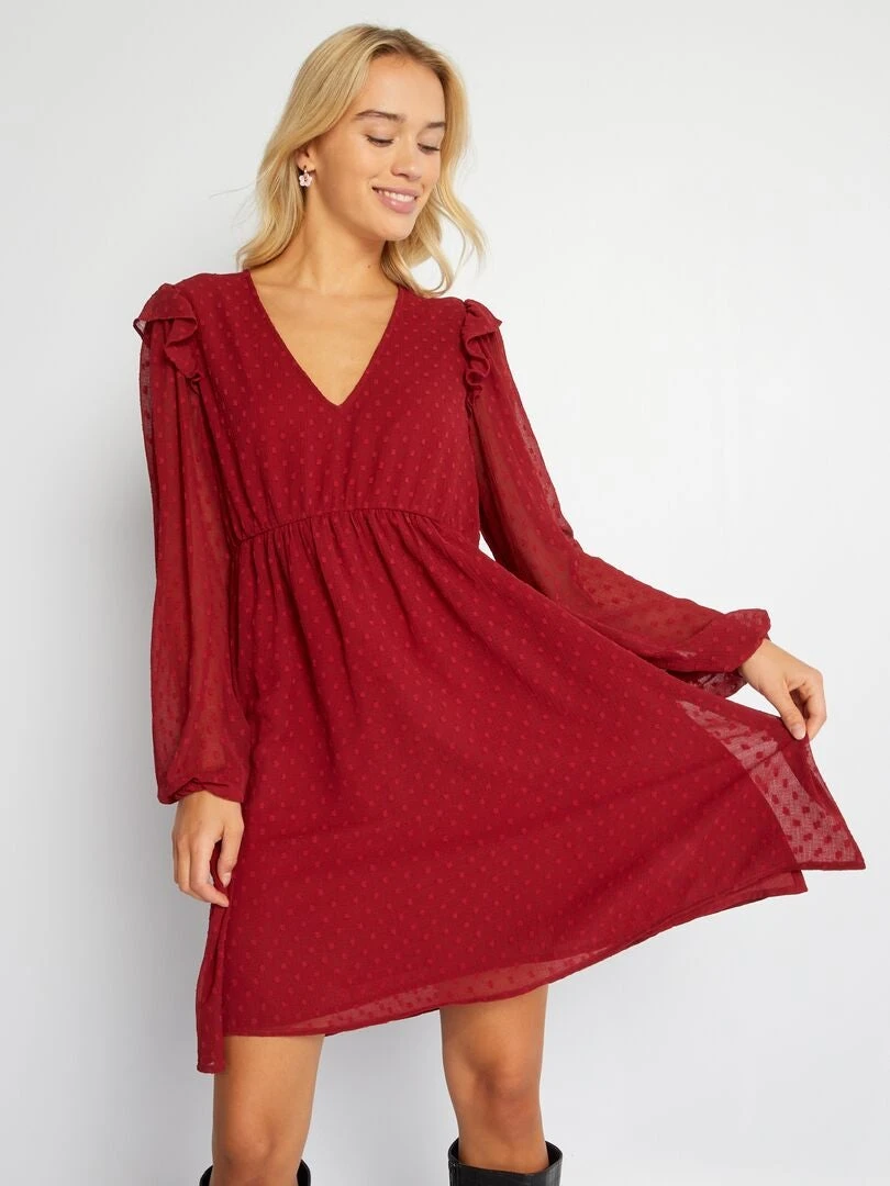 Vestido Corto De Plumeti - ROJO 5 Vestido Corto De Plumeti - ROJO - Imagen 3