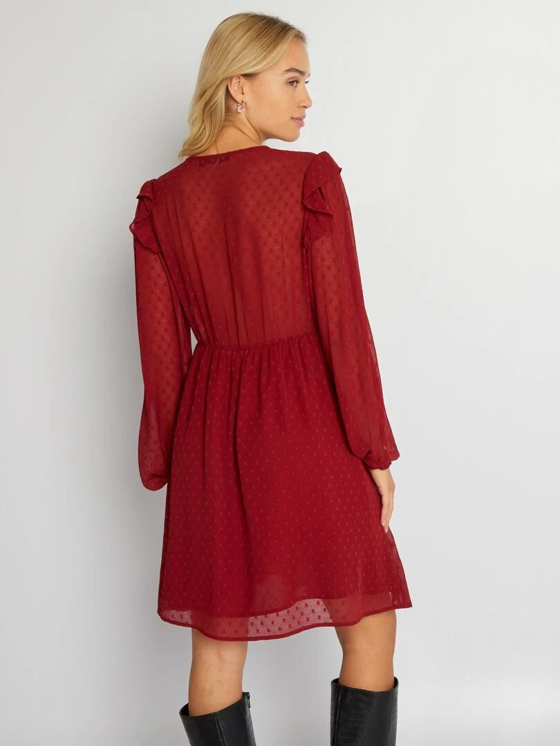 Vestido Corto De Plumeti - ROJO 6 Vestido Corto De Plumeti - ROJO - Imagen 4