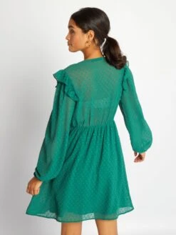 Vestido Corto De Plumeti - Verde -Zalaris Tienda vestido corto de plumeti verde aoa57 3 frb3