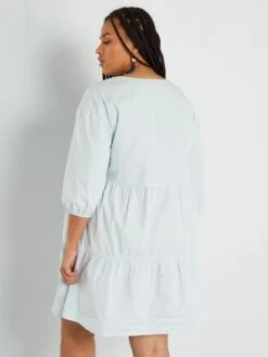 Vestido Corto De Popelina - Azul Pálido -Zalaris Tienda vestido corto de popelina azul palido zo910 1 frb3