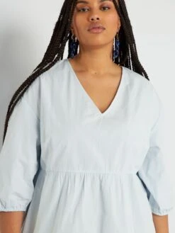 Vestido Corto De Popelina - Azul Pálido -Zalaris Tienda vestido corto de popelina azul palido zo910 1 frb4