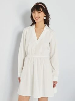 Vestido Corto De Popelina - Blanco -Zalaris Tienda vestido corto de popelina blanco zn780 1 frb5