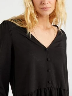 Vestido Corto De Punto Gofrado - Negro -Zalaris Tienda vestido corto de punto gofrado negro zj637 5 frb3