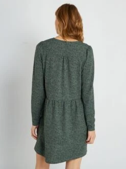 Vestido Corto De Punto Gofrado - VERDE -Zalaris Tienda vestido corto de punto gofrado verde zj637 4 frb4