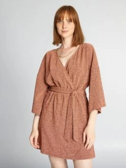 Vestido Corto De Punto Irisado - COBRE 1