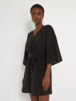 Vestido Corto De Punto Irisado - NEGRO 1