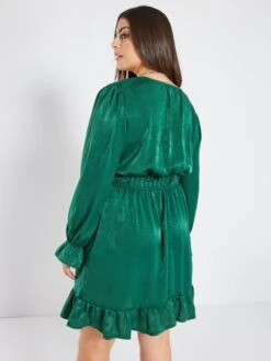 Vestido Corto Efecto Satinado - VERDE -Zalaris Tienda vestido corto efecto satinado verde ait17 1 frb3