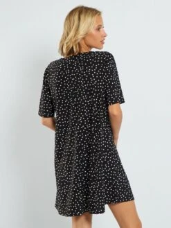 Vestido Corto Elástico Con Estampado - NEGRO -Zalaris Tienda vestido corto elastico con estampado negro zk761 1 frb3