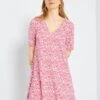 Vestido Corto Elástico Con Estampado - ROSA -Zalaris Tienda vestido corto elastico con estampado rosa zk761 3 frb1