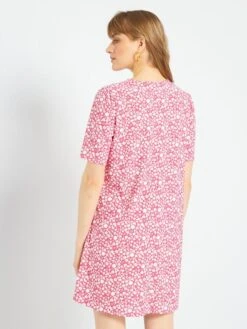 Vestido Corto Elástico Con Estampado - ROSA -Zalaris Tienda vestido corto elastico con estampado rosa zk761 3 frb4