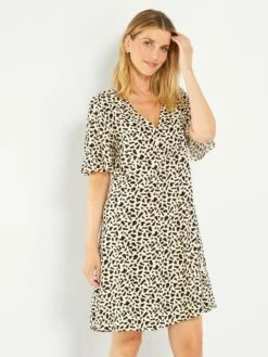 Vestido Corto Estampado - BLANCO -Zalaris Tienda vestido corto estampado blanco adz71 1 frb4