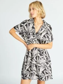 Vestido Corto Satinado - NEGRO