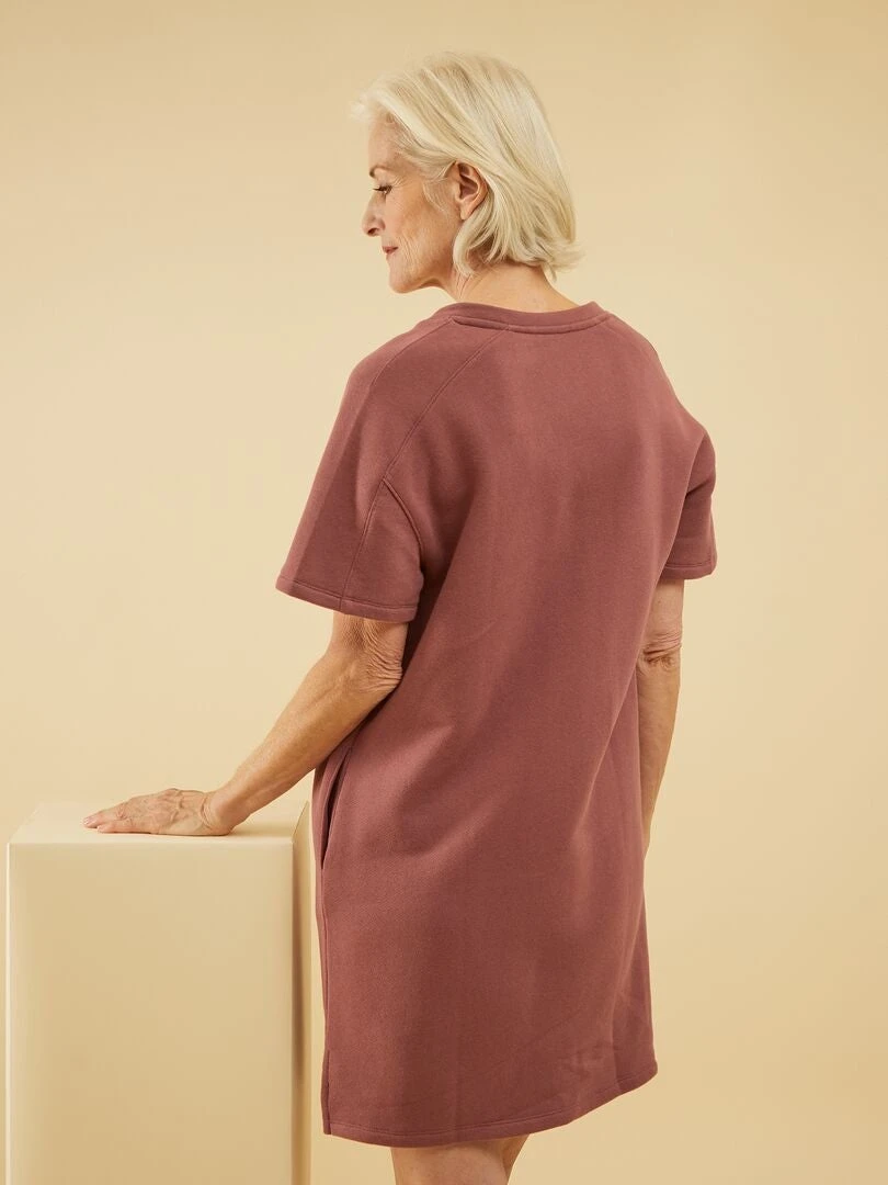 Vestido Corto Tipo Sudadera - Rosa Castaño - Imagen 3